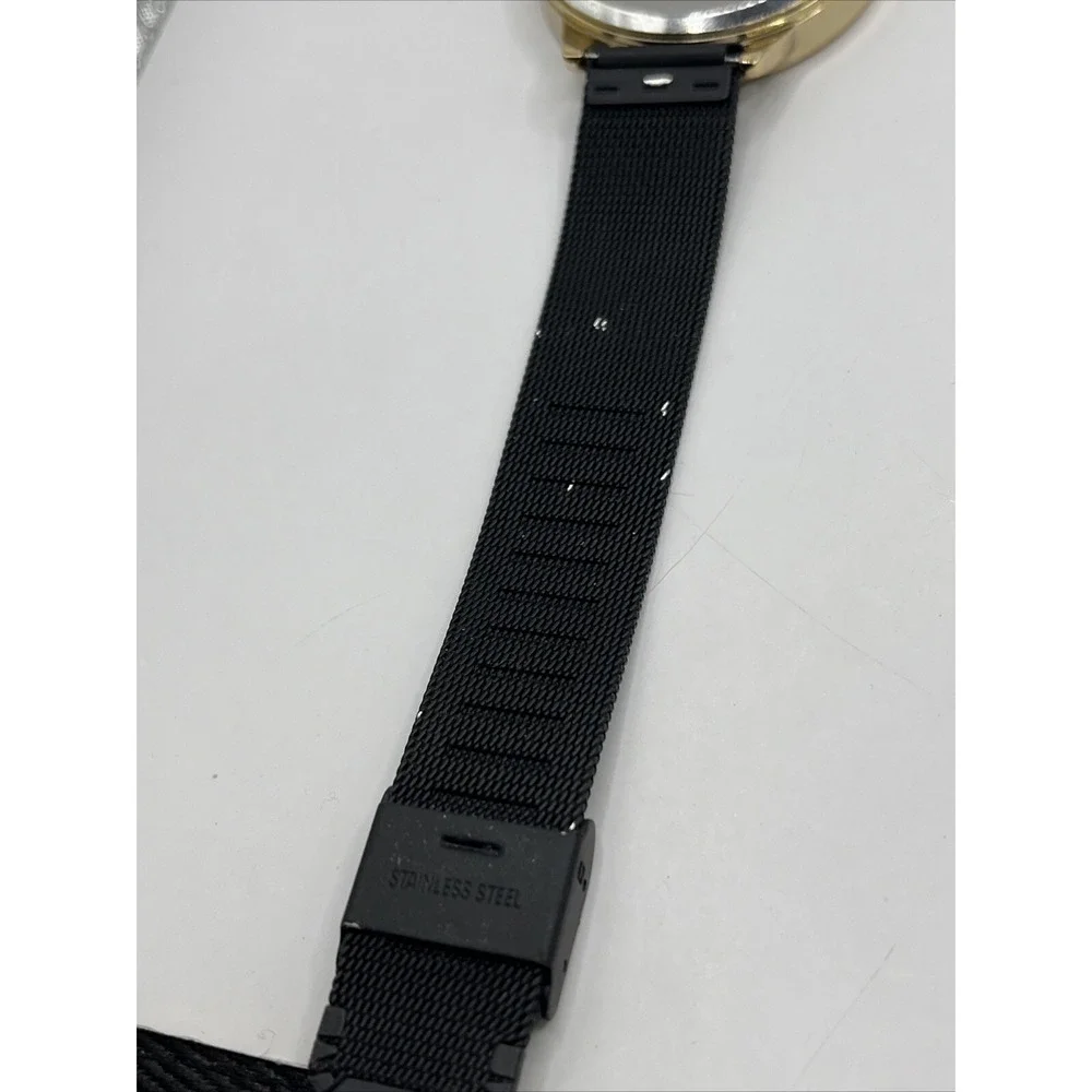 I.N.C. Women's Quartz Watch Gold Case Black Mesh Metal‎ Band- New Battery